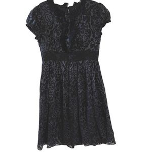 Milly Black Burnout Ruffle Short Sleeve Dress